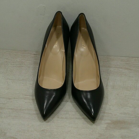NINE WEST Sexy Black Leather Etta Classic Pointed Toe Pumps | Heels Size 10 M - Picture 4 of 12